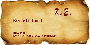Komádi Emil névjegykártya
